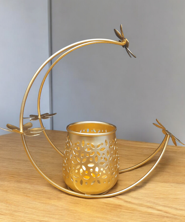 Elegant Crescent Moon Shaped Candle Holder - Metal Tea Light Stand For Home Decor