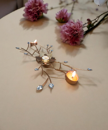 Crystal Lotus Tealight Candle Holder for Table Centerpiece
