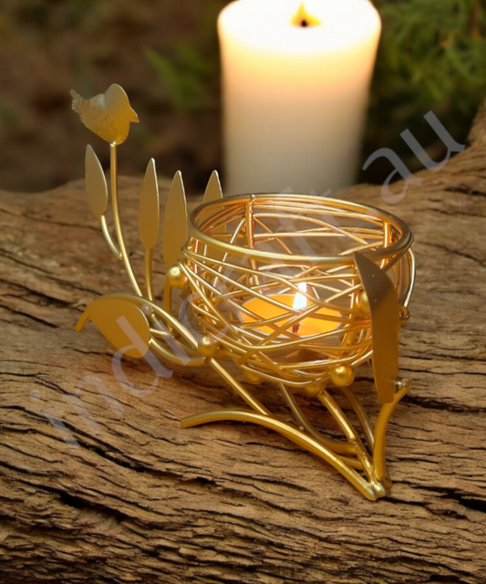 Bird On Branch Metal Tealight Holder