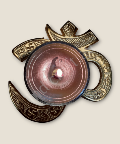 Om Brass Diya With Velvet Gift Box, Akhand Diya with Gift Box
