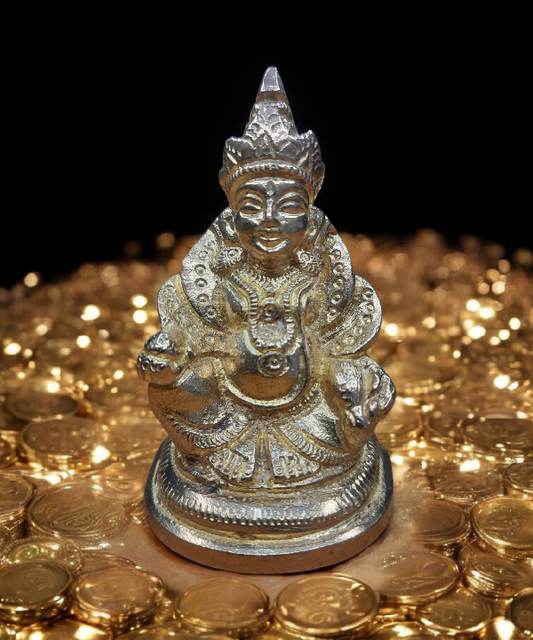 Brass Kuber Idol Statue for Home Temple, Wealth & Prosperity Deity