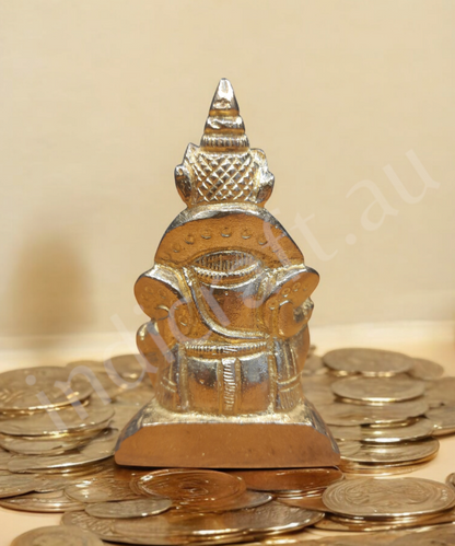 Brass Kuber Idol Statue for Home Temple, Wealth & Prosperity Deity