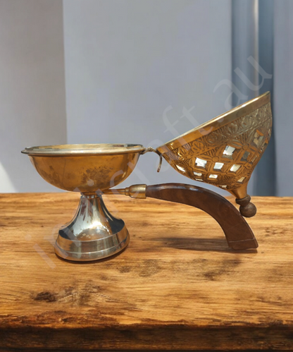 Brass Loban Burner, Traditional Dhoop Dani for Home , Temple Use