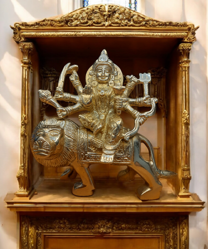 Brass Durga Idol, Divine Shakti Goddess Statue for Home Temple & Puja