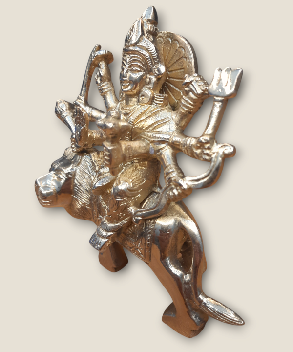Brass Durga Idol, Divine Shakti Goddess Statue for Home Temple & Puja