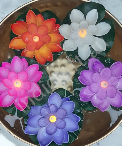6 pc Multicolor Water Sensor Lotus, Decorative Floating Lotus Light