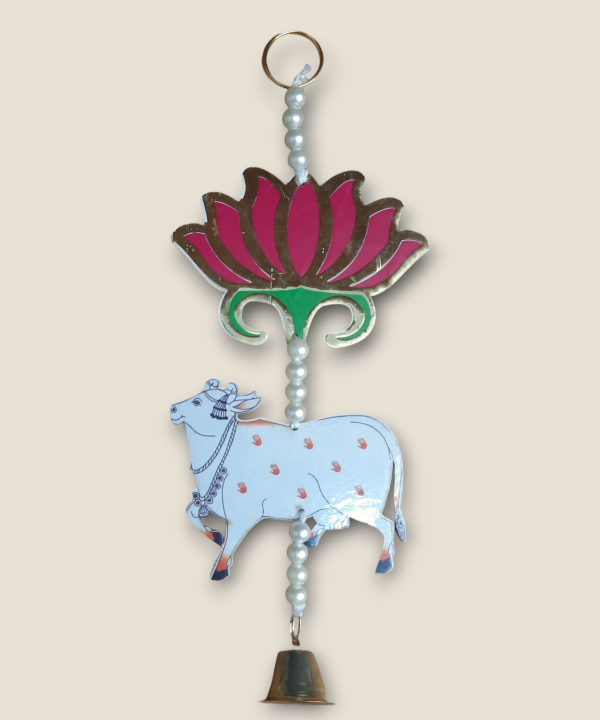 Pack of 2 Lotus Cow Tassel Style Hanging with Bell
