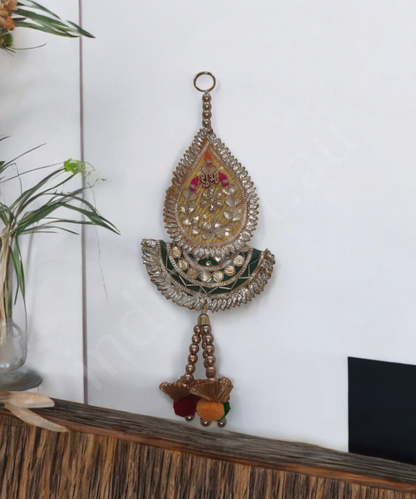 Shubh Labh Traditional Decorative Hanging Pair – Ethnic Beaded Wall Hanging for Door & Pooja Room (Set Of 2)