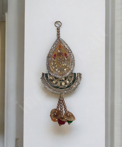Shubh Labh Traditional Decorative Hanging Pair – Ethnic Beaded Wall Hanging for Door & Pooja Room (Set Of 2)