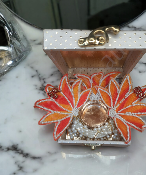 Handcrafted Lotus Tealight Candle Holder with Shubh Labh Pearl Hanging in a Box