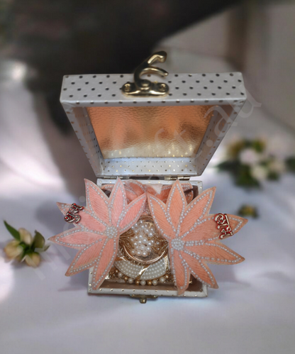 Handcrafted Lotus Tealight Candle Holder with Shubh Labh Pearl Hanging in a Box