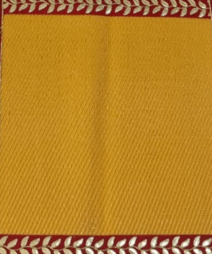 Yellow Nylon Handmade Chatai/Mat with Red & Golden sequins work on the Trim/Lace 24x24 (in inch)