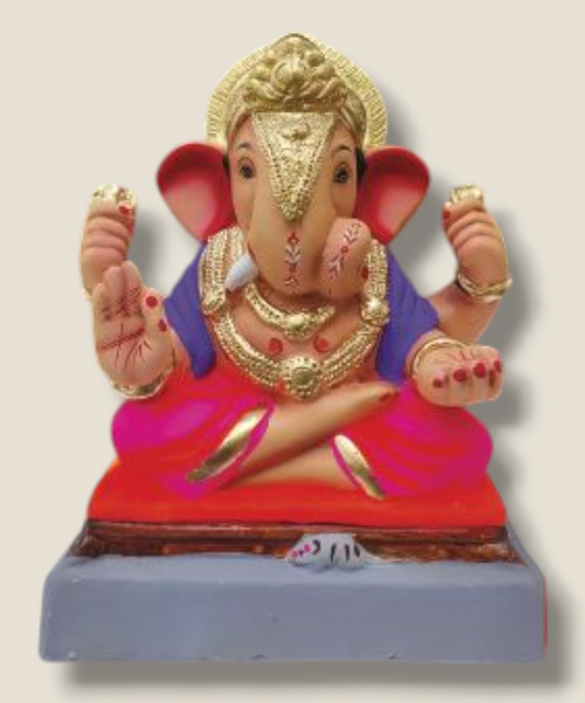 12" Eco-Friendly Clay Dagdusheth Ganpati Idol : HandPainted