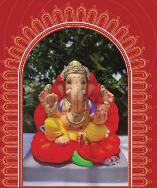 12" Eco-Friendly Clay Jaswant Style Ganesha Idol : HandPainted