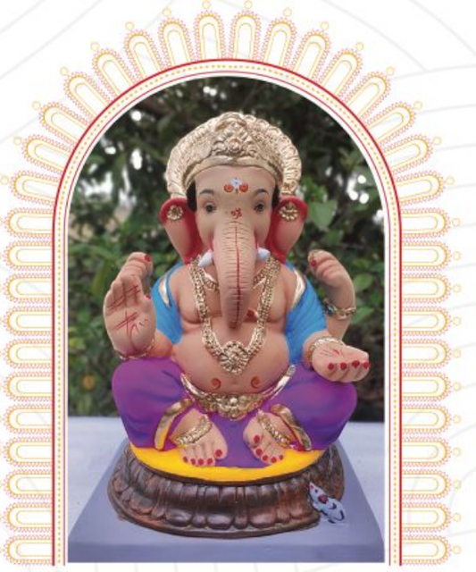 15'' Eco-Friendly Clay Ganpati : HandPainted