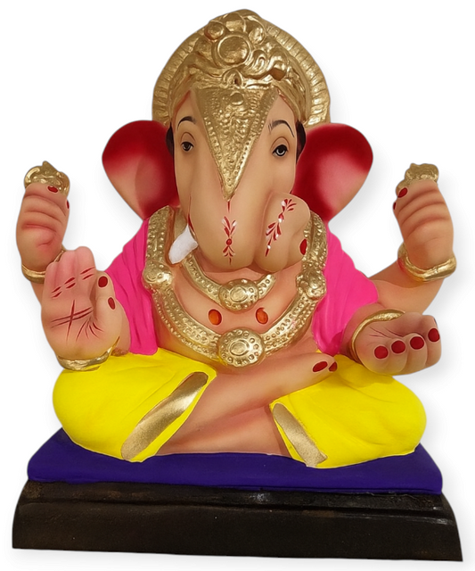 12" Eco-Friendly Clay Dagdusheth Ganesha Idol : HandPainted