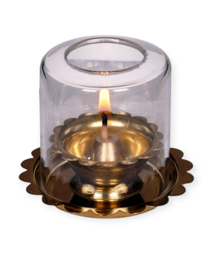 Pooja Deep – Diya with Glass Cover