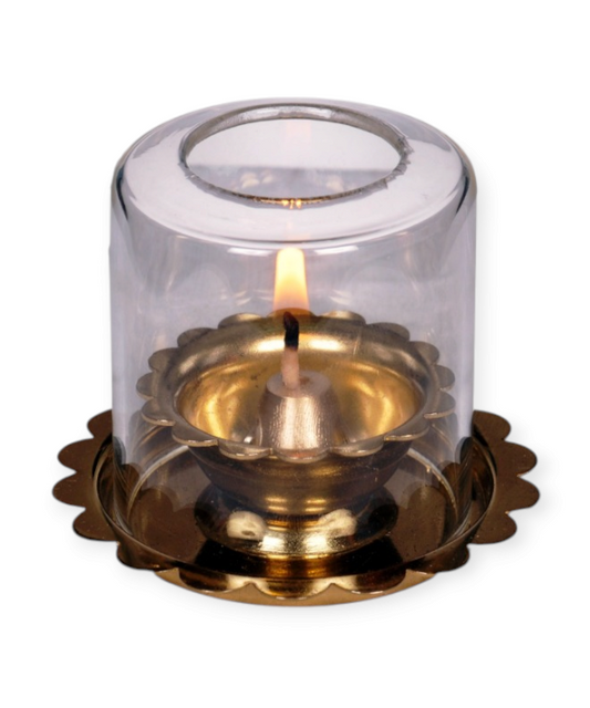 Pooja Deep – Diya with Glass Cover