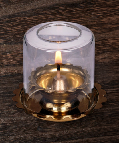 Pooja Deep – Diya with Glass Cover