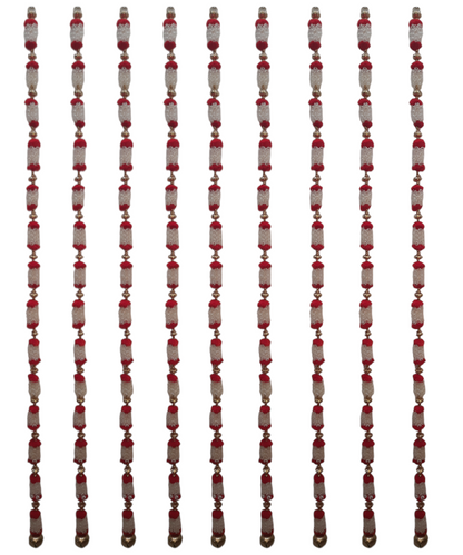Artificial Jasmine Bud Garland with Pom-Poms & Bells – Decorative Toran for Home & Housewarming