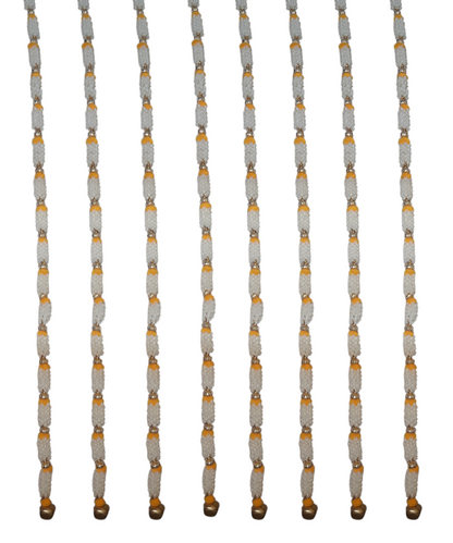 Artificial Jasmine Bud Garland with Pom-Poms & Bells – Decorative Toran for Home & Housewarming