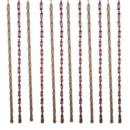 Artificial Jasmine Bud Garland with Pom-Poms & Bells – Decorative Toran for Home & Housewarming