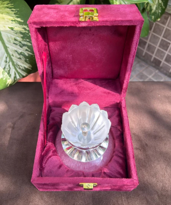 Silver Plated Lotus Diya with Velvet Box | Elegant Pooja Lamp for Home Temple & Gifting