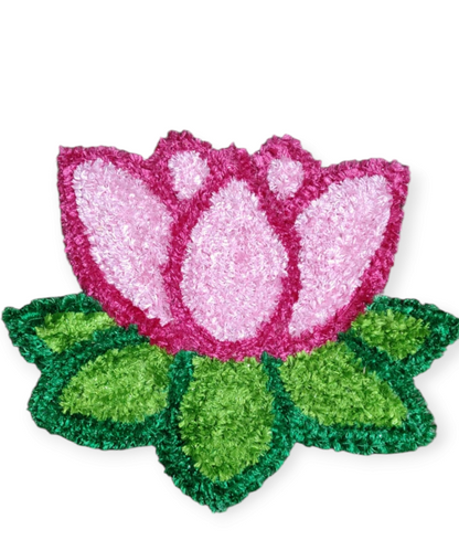 1 Feet Handmade Lotus Shaped Decorative Mat, Pooja Aasan, Rangoli Mat for Festivals & Home Décor