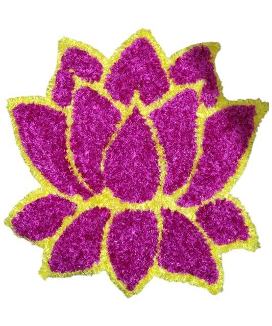 1 Feet Handmade Lotus Shaped Decorative Mat | Pooja Aasan | Rangoli Mat for Festivals & Home Décor