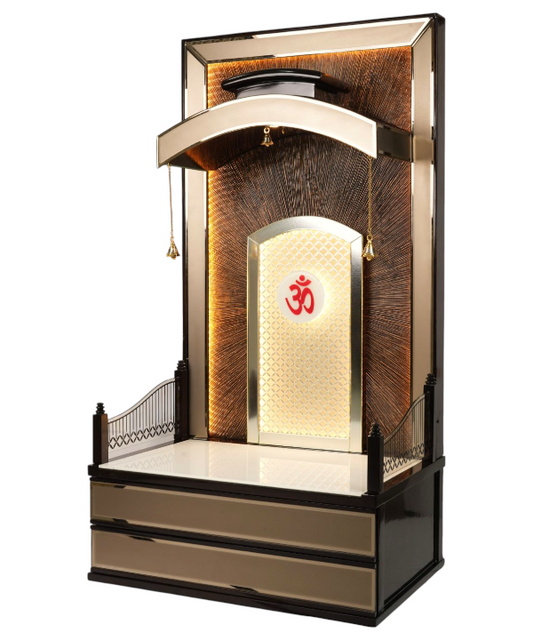 "Golden Curve"Pooja Mandir(Double Drawer)
