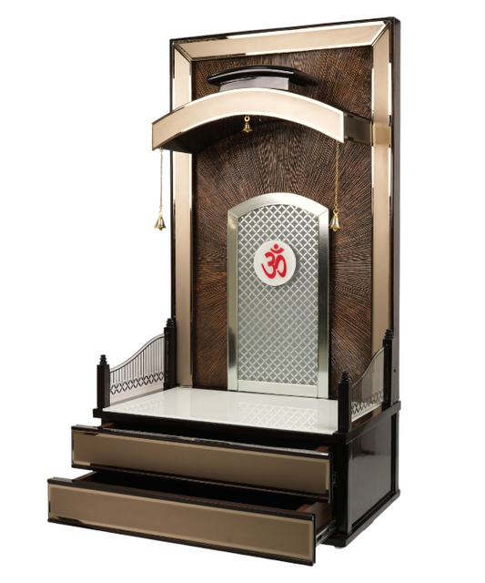 "Golden Curve"Pooja Mandir(Double Drawer)
