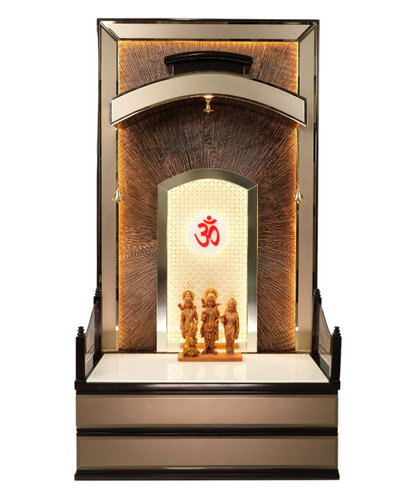 "Golden Curve"Pooja Mandir(Double Drawer)
