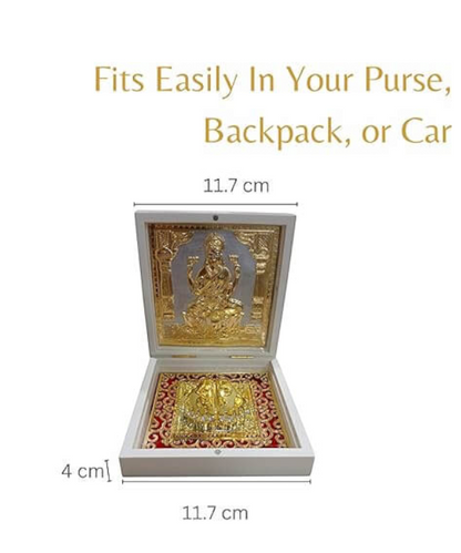 Lakshmi Ji Charan Paduka in Decorative Box, Charan Paduka with Lakshmi Idol for Pooja & Gifting