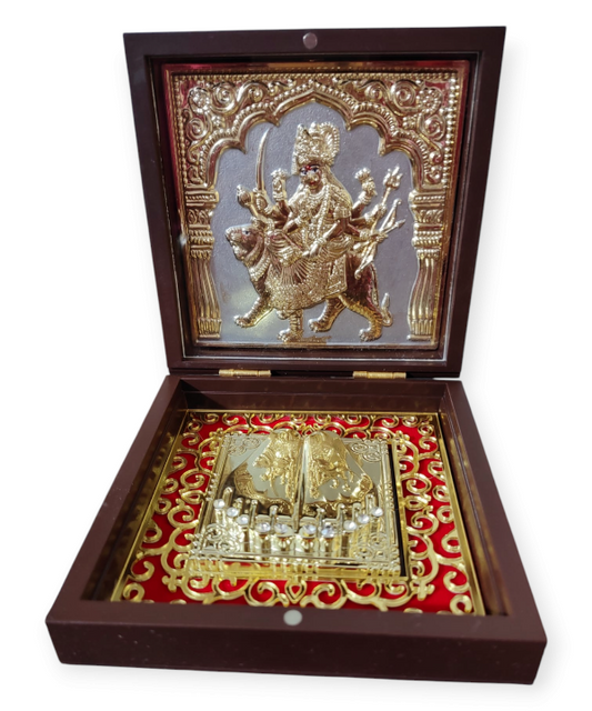 Mata Rani Charan Paduka in Decorative Box | Divine Durga Maa Footprints for Pooja & Gifting