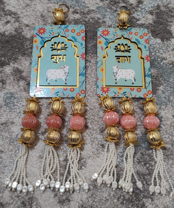Shubh Labh Hanging Door/Wall Decor with Cow Design