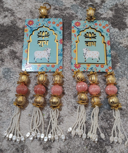 Shubh Labh Hanging Door/Wall Decor with Cow Design