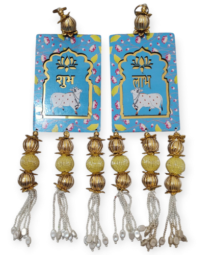 Shubh Labh Hanging Door/Wall Decor with Cow Design