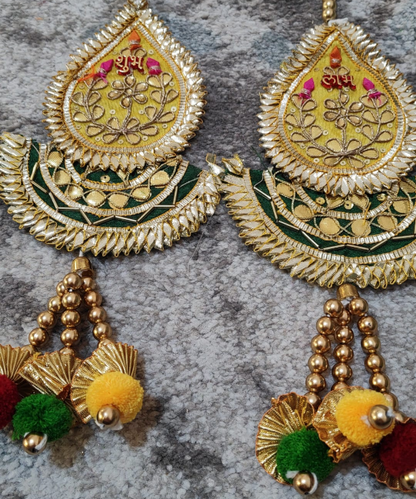 Shubh Labh Traditional Decorative Hanging Pair – Ethnic Beaded Wall Hanging for Door & Pooja Room (Set Of 2)