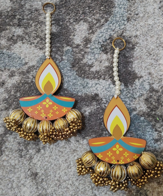 Diya-Shaped Decorative Hanging with Golden Beads – Festive & Diwali Home Décor