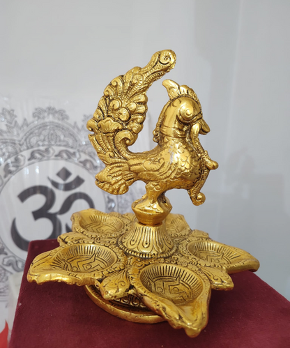 Peacock Diya Oil Lamp with Velvet Gift Box