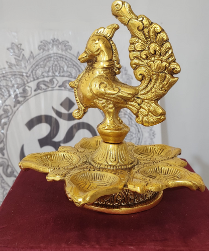 Peacock Diya Oil Lamp with Velvet Gift Box
