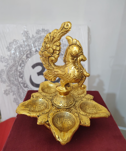 Peacock Diya Oil Lamp with Velvet Gift Box