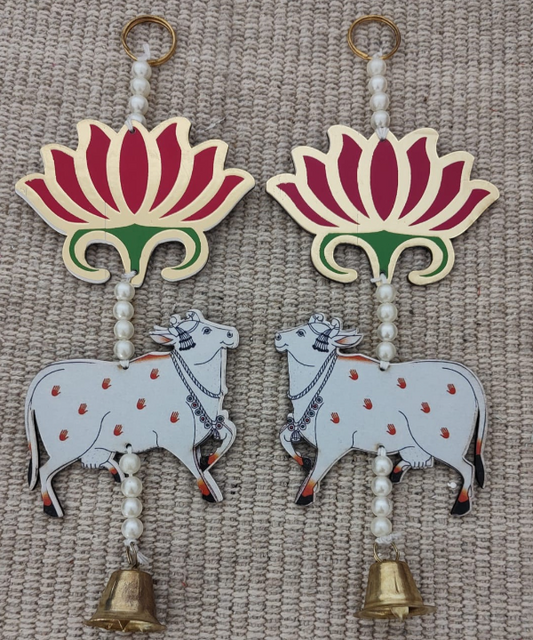 Pack of 2 Lotus Cow Tassel Style Hanging with Bell