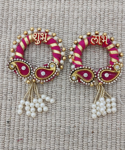 Shubh Labh Multicolor Decorative Door Hanging, Traditional Toran Wall Hanging for Home,Set of 2