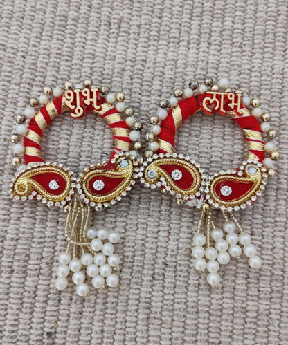 Shubh Labh Multicolor Decorative Door Hanging, Traditional Toran Wall Hanging for Home,Set of 2