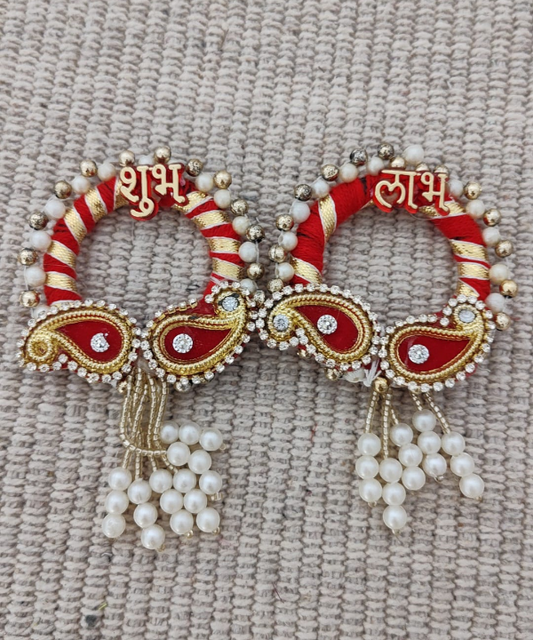 Shubh Labh Multicolor Decorative Door Hanging, Traditional Toran Wall Hanging for Home,Set of 2