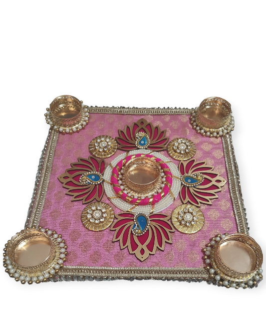 Lotus Design Tea Light Holder with Pearl work