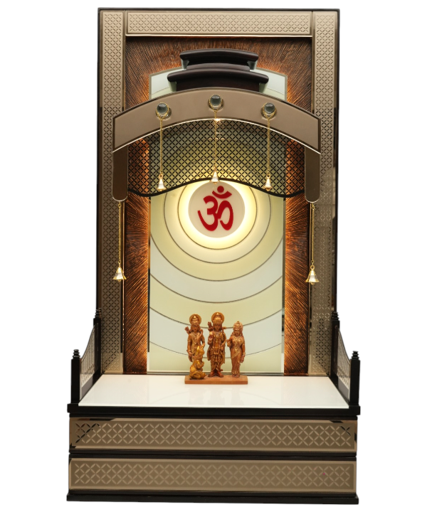 "Golden Garuda"Pooja Mandir(Double Drawer)(92cm Width)