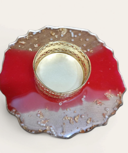 Red Golden Glow Acrylic Tealight Holder