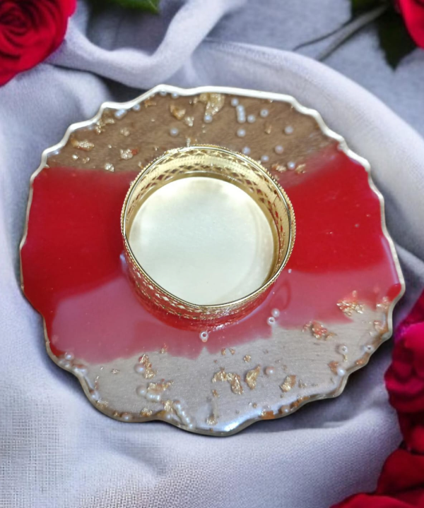 Red Golden Glow Acrylic Tealight Holder